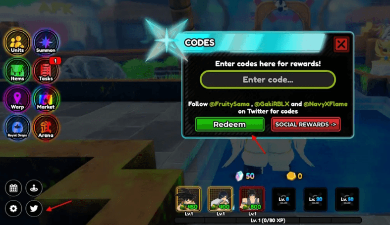 nhập code all star tower defense x