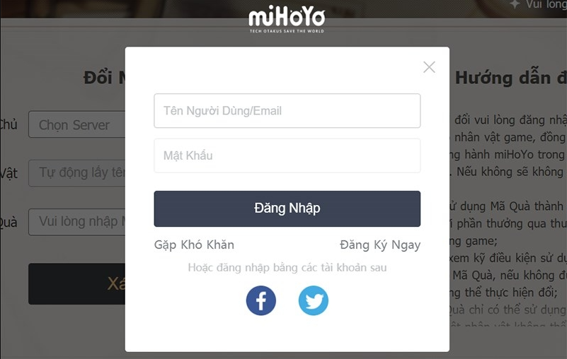 Đăng nhập bằng tài khoản Game của bạn