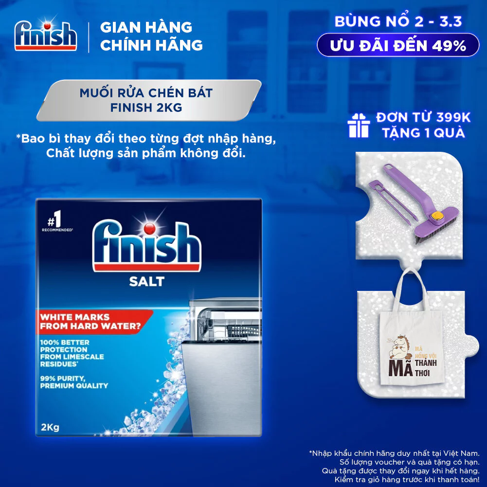 Muối Rửa Chén Bát Finish Salt - Bịch 2kg