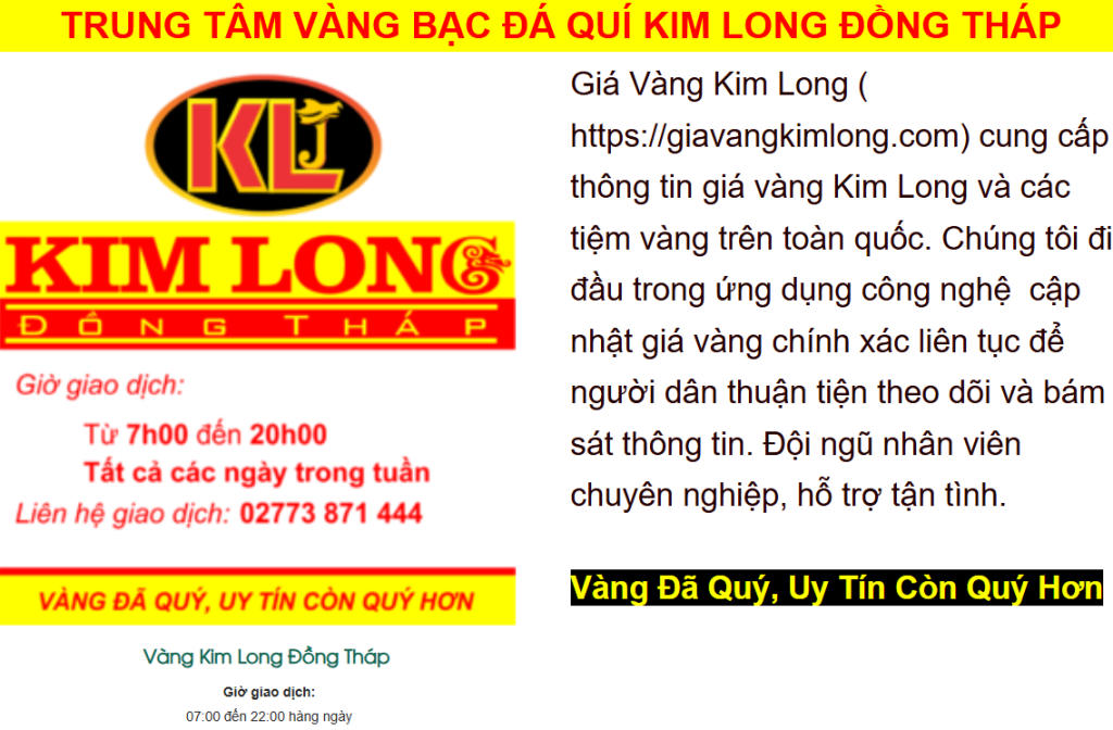 Thông tin Website Giá Vàng Kim Long.