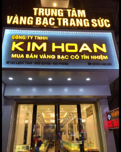 Bảng giá tại quầy tiệm vàng Kim Hoan, Lạch Tray, Hải Phòng